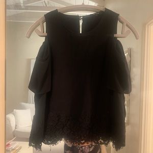 100% Silk And Lace Madewell Cold-Shoulder Top